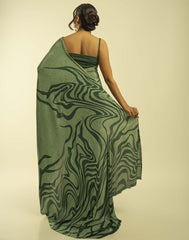 ETHNIC FUSION PRINTED BATIK INSPIRED SILK SAREE