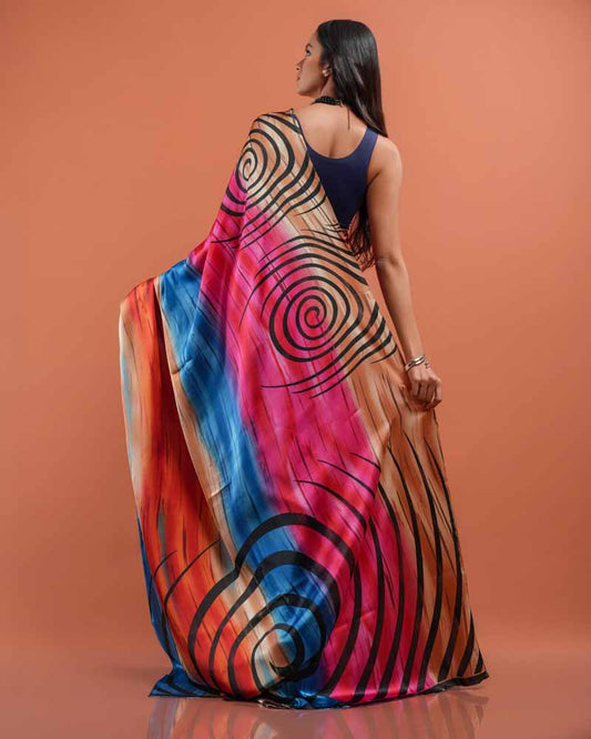 ETHNIC FUSION PRINTED SILK SAREE