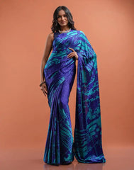 ETHNIC FUSION PRINTED BATIK INSPIRED SILK SAREE