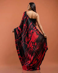 ETHNIC FUSION PRINTED BATIK INSPIRED SILK SAREE