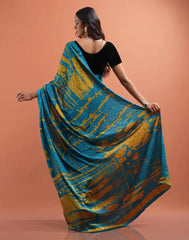 ETHNIC FUSION PRINTED BATIK INSPIRED SILK SAREE
