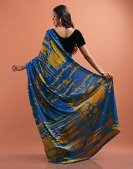ETHNIC FUSION PRINTED BATIK INSPIRED SILK SAREE