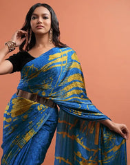 ETHNIC FUSION PRINTED BATIK INSPIRED SILK SAREE