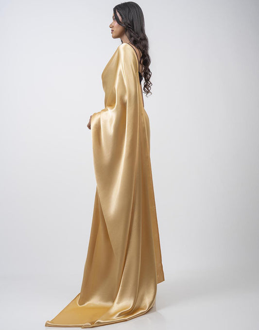 ETHNIC FUSION PLAIN SILK SAREE