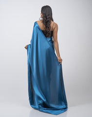 ETHNIC FUSION PLAIN SILK SAREE