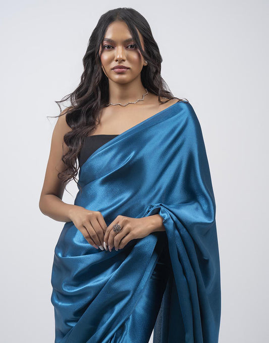 ETHNIC FUSION PLAIN SILK SAREE