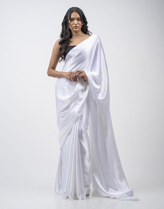 ETHNIC FUSION PLAIN SILK SAREE