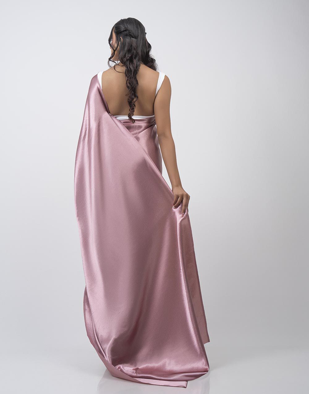 ETHNIC FUSION PLAIN SILK SAREE