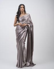 ETHNIC FUSION PLAIN SILK SAREE
