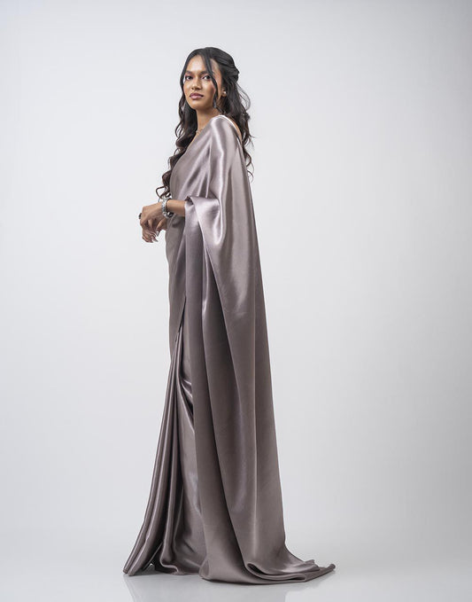 ETHNIC FUSION PLAIN SILK SAREE