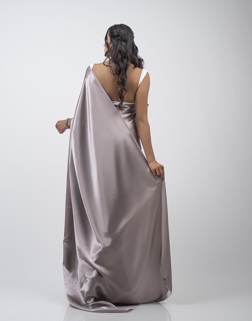 ETHNIC FUSION PLAIN SILK SAREE