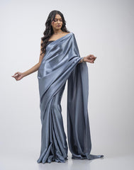 ETHNIC FUSION PLAIN SILK SAREE