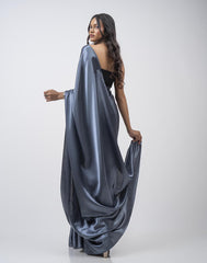 ETHNIC FUSION PLAIN SILK SAREE