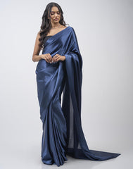 ETHNIC FUSION PLAIN SILK SAREE