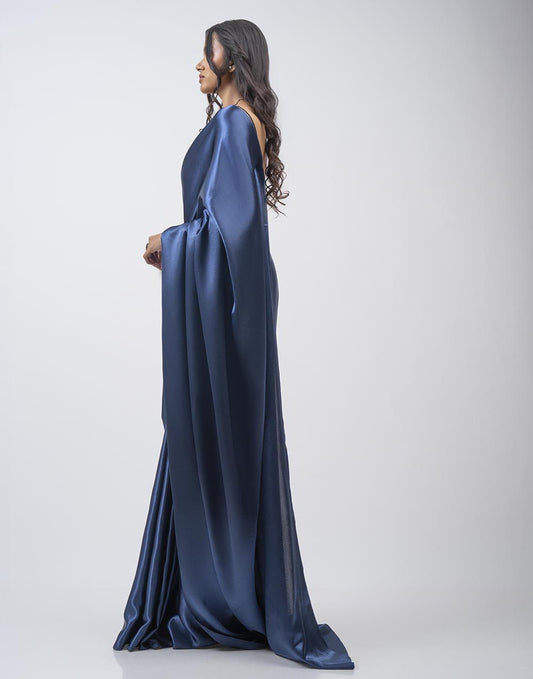 ETHNIC FUSION PLAIN SILK SAREE