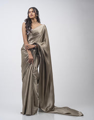 ETHNIC FUSION PLAIN SILK SAREE