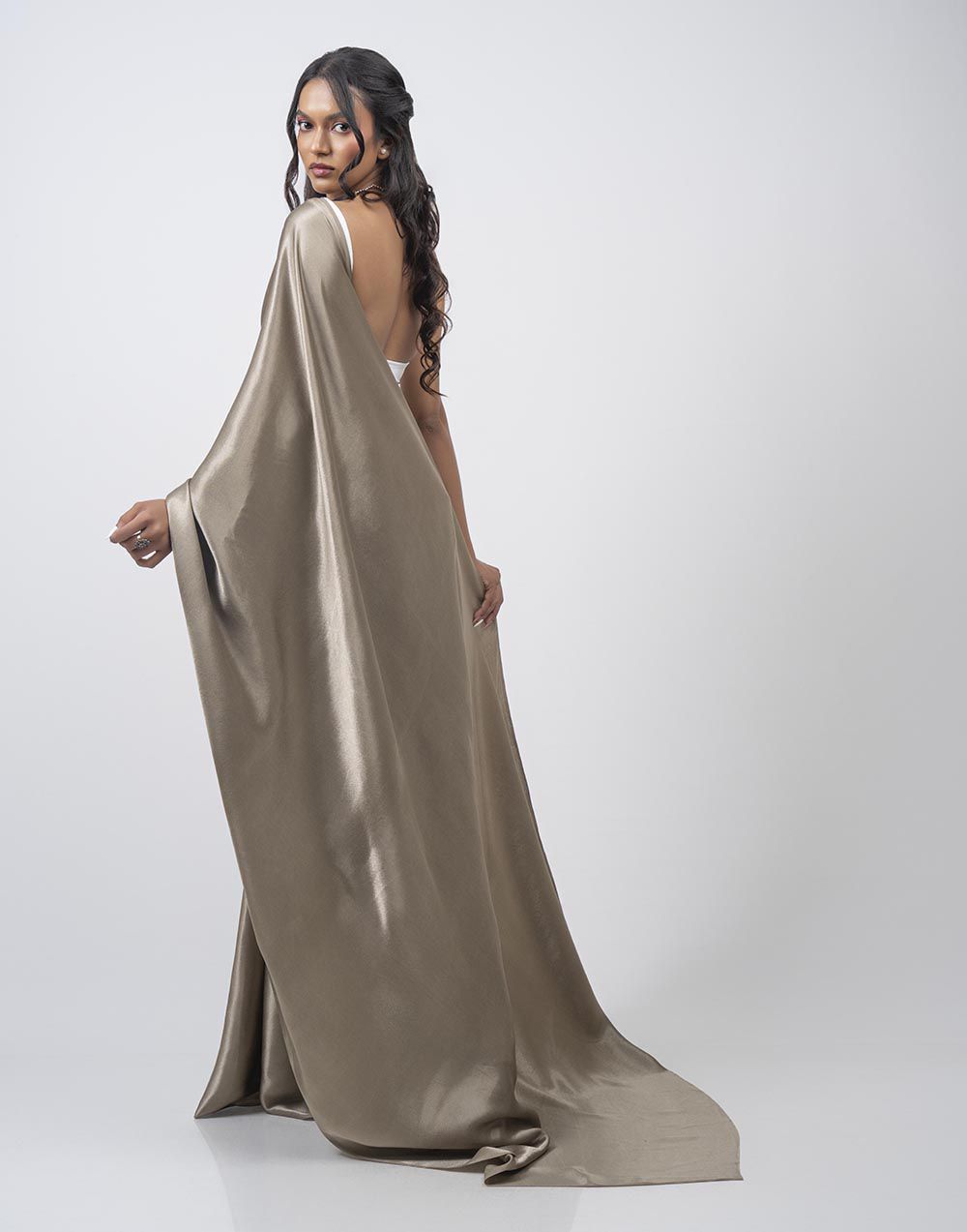 ETHNIC FUSION PLAIN SILK SAREE