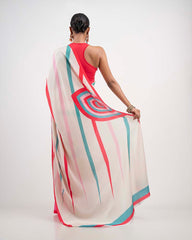 ETHNIC FUSION PRINTED BATIK INSPIRED SILK SAREE