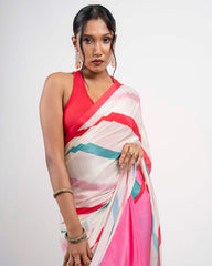 ETHNIC FUSION PRINTED BATIK INSPIRED SILK SAREE