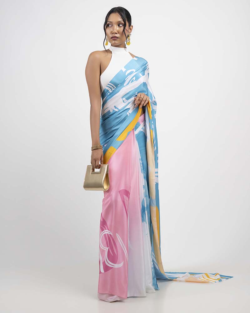 ETHNIC FUSION PRINTED BATIK INSPIRED SILK SAREE