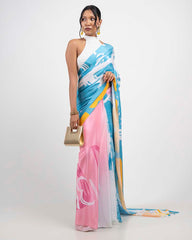 ETHNIC FUSION PRINTED BATIK INSPIRED SILK SAREE