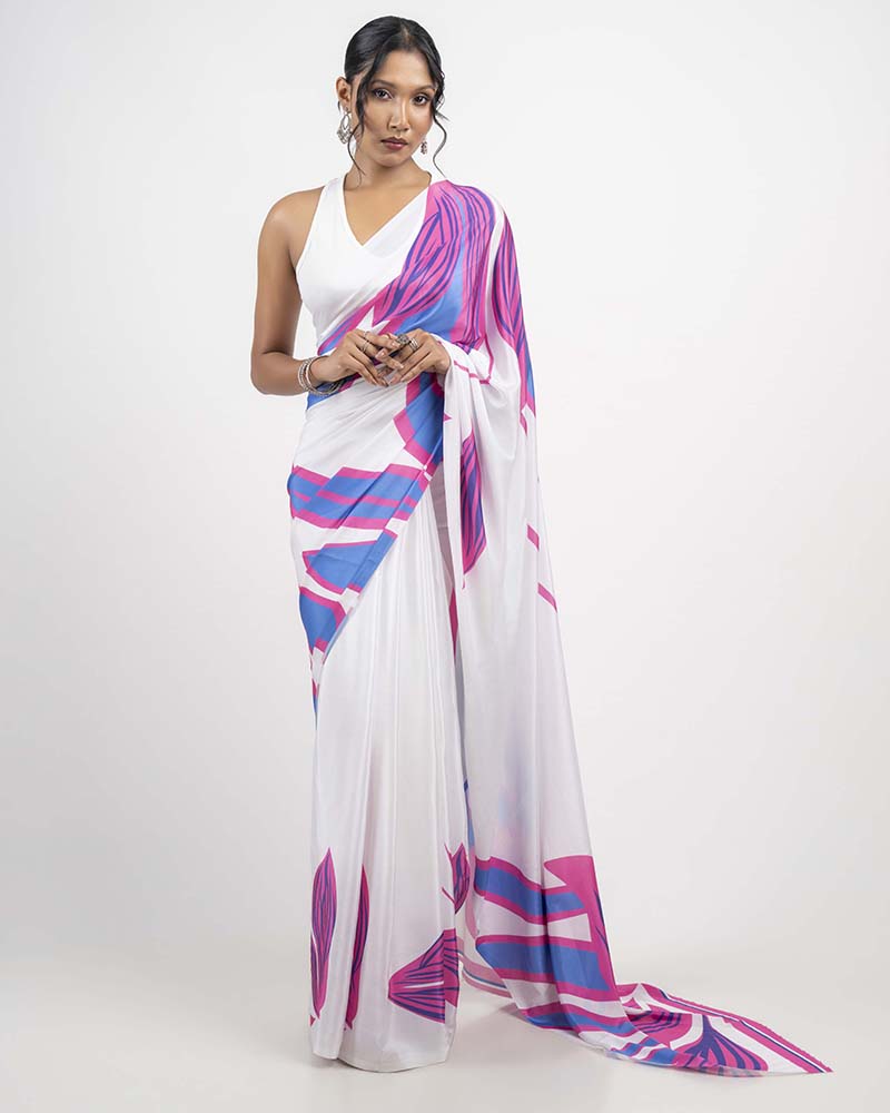 ETHNIC FUSION PRINTED BATIK INSPIRED SILK SAREE
