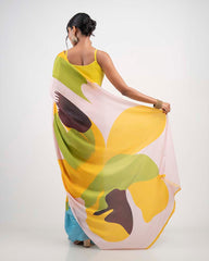 ETHNIC FUSION PRINTED BATIK INSPIRED SILK SAREE