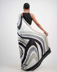 ETHNIC FUSION PRINTED BATIK INSPIRED SILK SAREE