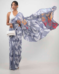 ETHNIC FUSION PRINTED BATIK INSPIRED SILK SAREE