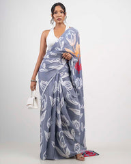 ETHNIC FUSION PRINTED BATIK INSPIRED SILK SAREE