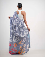 ETHNIC FUSION PRINTED BATIK INSPIRED SILK SAREE