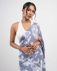 ETHNIC FUSION PRINTED BATIK INSPIRED SILK SAREE