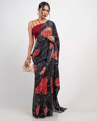 ETHNIC FUSION PRINTED BATIK INSPIRED SILK SAREE