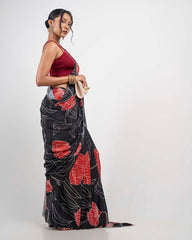 ETHNIC FUSION PRINTED BATIK INSPIRED SILK SAREE