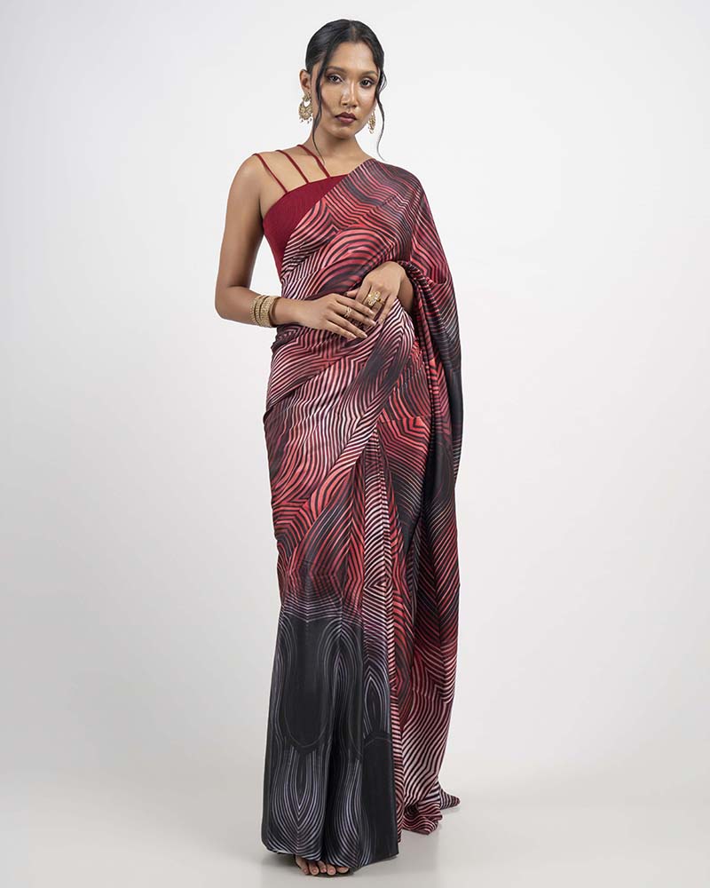 ETHNIC FUSION PRINTED BATIK INSPIRED SILK SAREE