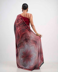 ETHNIC FUSION PRINTED BATIK INSPIRED SILK SAREE