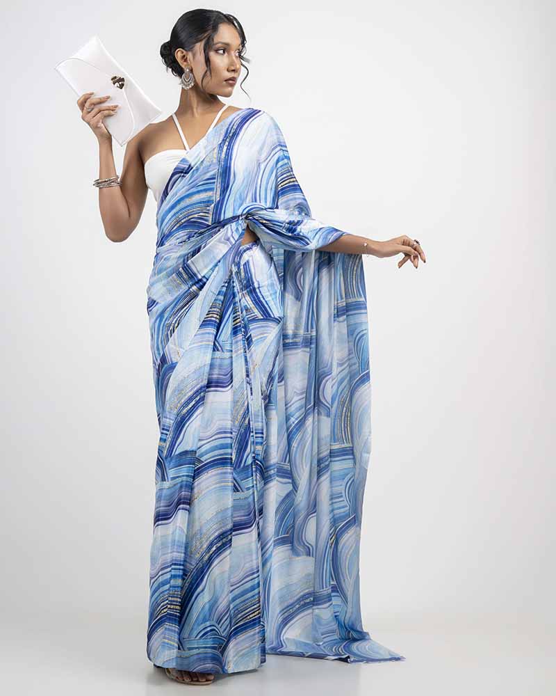 ETHNIC FUSION PRINTED BATIK INSPIRED SILK SAREE