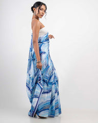 ETHNIC FUSION PRINTED BATIK INSPIRED SILK SAREE