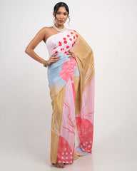 ETHNIC FUSION PRINTED BATIK INSPIRED SILK SAREE