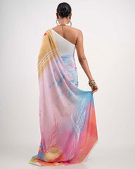 ETHNIC FUSION PRINTED BATIK INSPIRED SILK SAREE