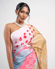 ETHNIC FUSION PRINTED BATIK INSPIRED SILK SAREE