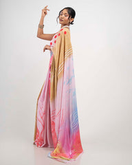 ETHNIC FUSION PRINTED BATIK INSPIRED SILK SAREE