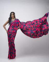 ETHNIC FUSION PRINTED BATIK INSPIRED SILK SAREE