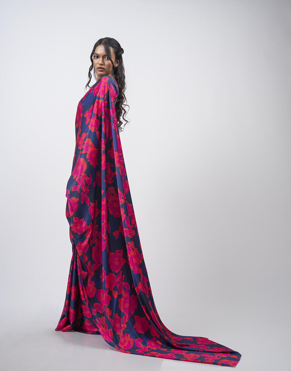 ETHNIC FUSION PRINTED BATIK INSPIRED SILK SAREE