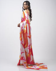 ETHNIC FUSION PRINTED BATIK INSPIRED SILK SAREE