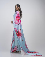 ETHNIC FUSION PRINTED BATIK INSPIRED SILK SAREE