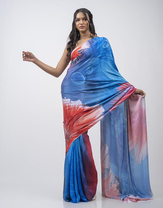 ETHNIC FUSION PRINTED BATIK INSPIRED SILK SAREE