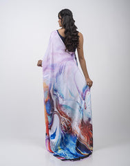 ETHNIC FUSION PRINTED BATIK INSPIRED SILK SAREE