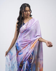 ETHNIC FUSION PRINTED BATIK INSPIRED SILK SAREE