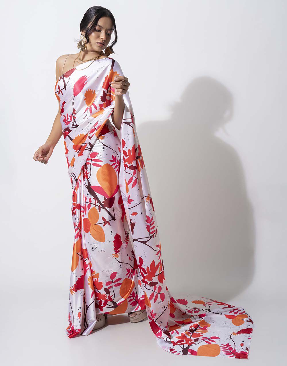 ETHNIC FUSION PRINTED BATIK INSPIRED SILK SAREE